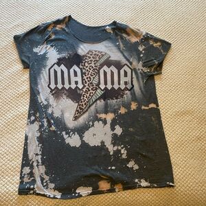 Leopard Print 'Mama' Vintage Style Reverse Tie-Dye Top